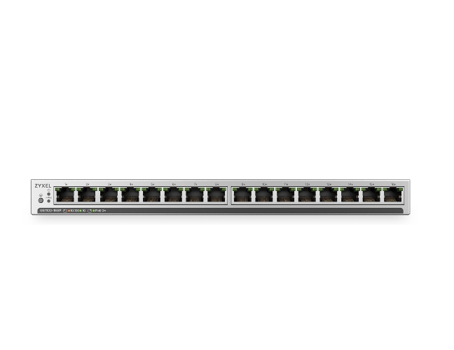 ZyXEL GS1100-16EPS Slimline Unmanaged + PoE+ 135W 16 port Gigabit Unmanaged + Switch