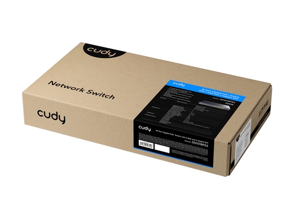 Cudy GS1018PS2 16-Port Gigabit PoE+ Switch with 2 Uplink Gigabit Ports and 2 Gigabit SFP Slots 200W16-10/100/1000 BASE-T Gigabit ports