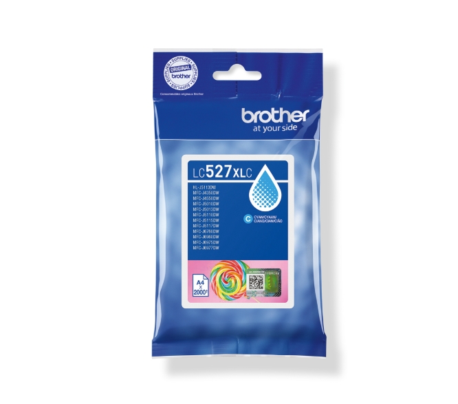 Brother LC527XLC Cyan Ink Cartridge for MFCJ5010DW/MFCJ5110DW - 2000 page yield