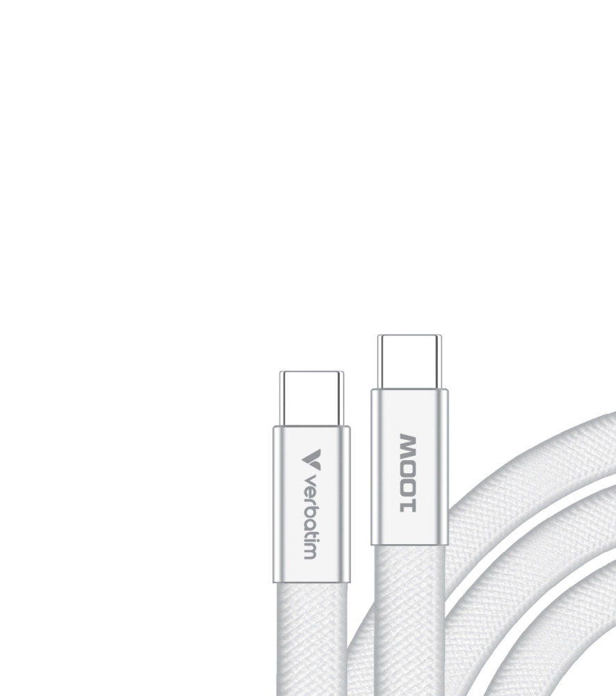 Verbatim Sync & Charge SoftTouch USB-C to C cable 100W 120 cm - White