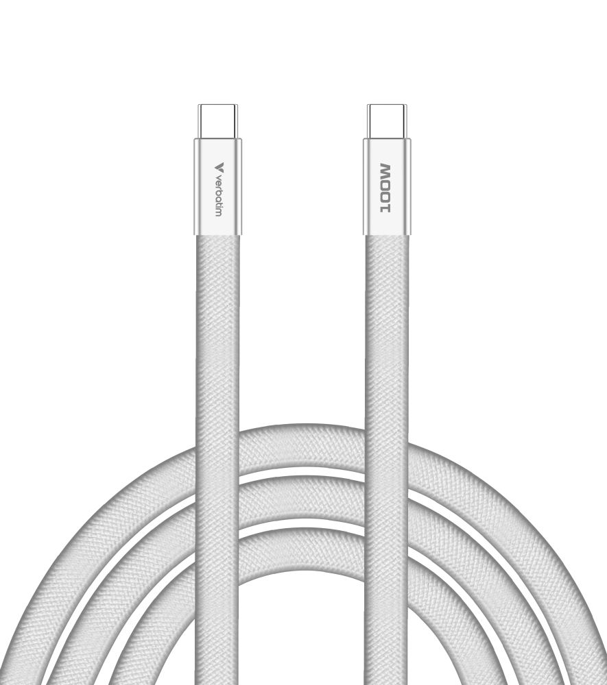 Verbatim Sync & Charge SoftTouch USB-C to C cable 100W 120 cm - White