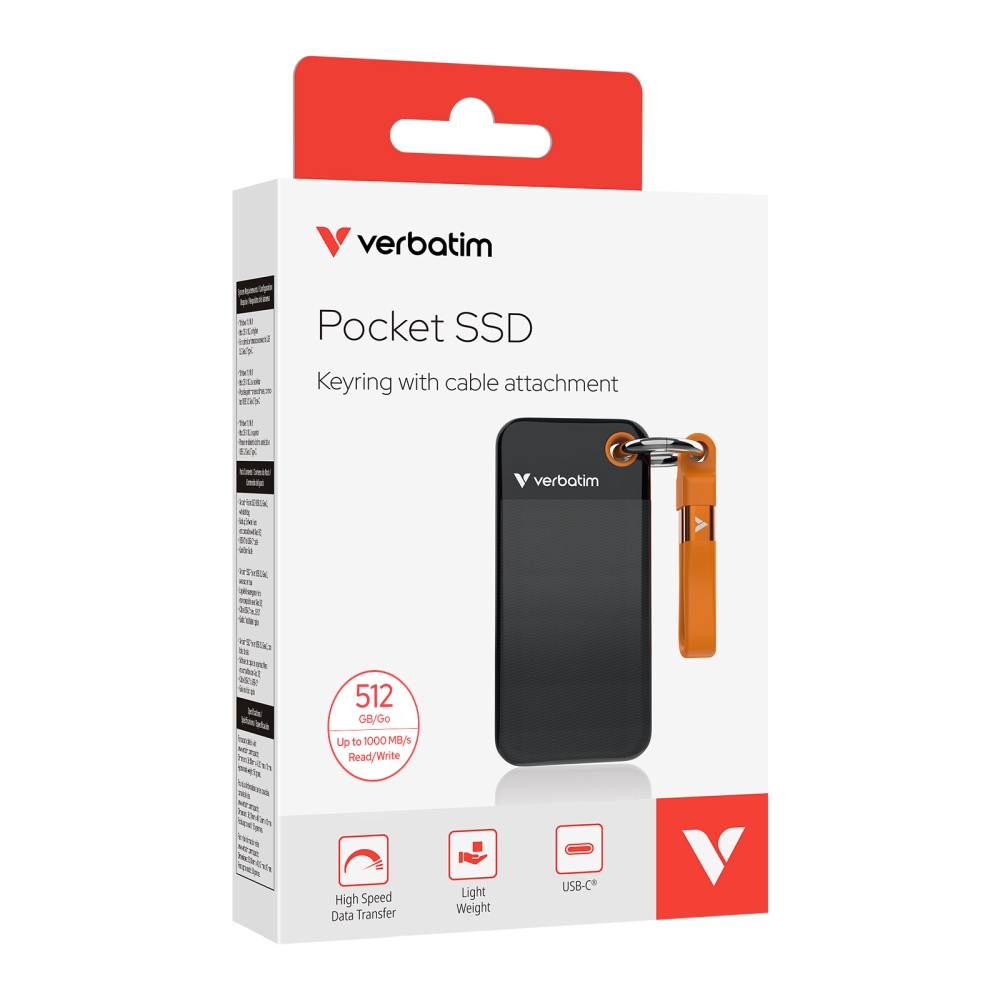 Verbatim Pocket SSD USB 3.2 Gen 2 512GB Black/Orange
