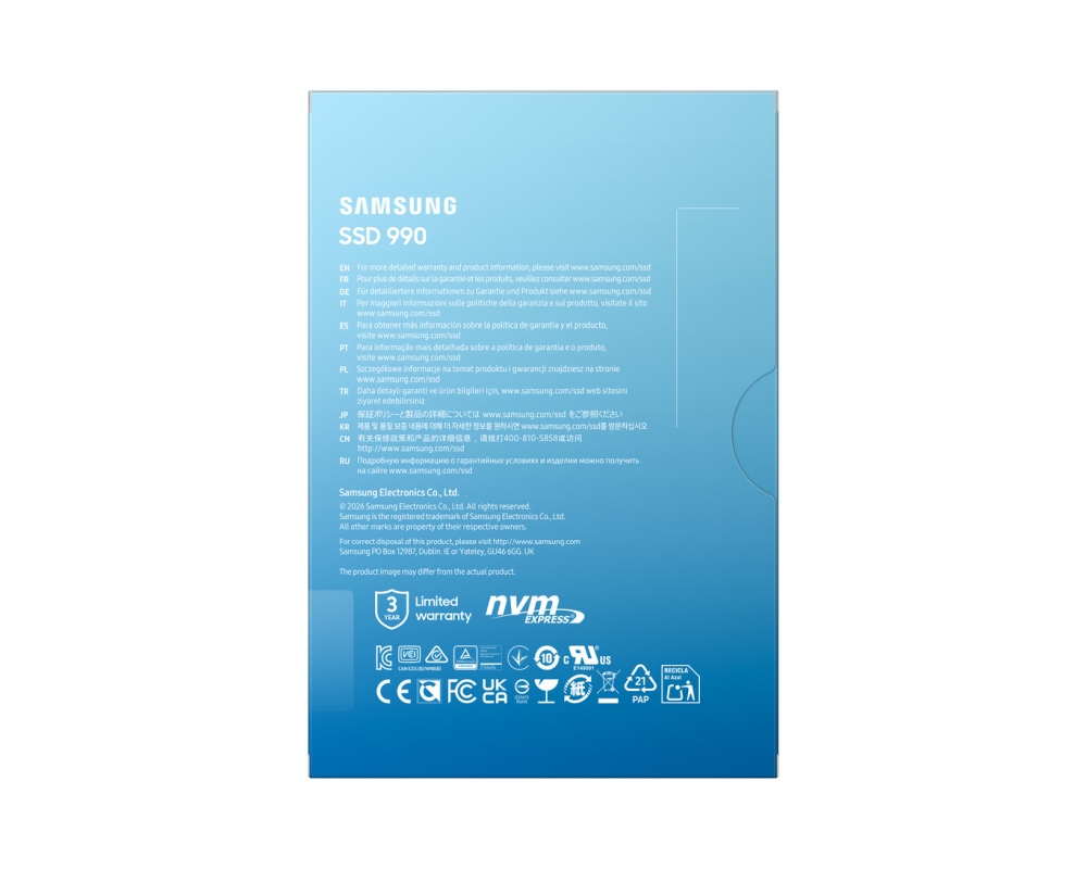 Samsung SSD 990 2TB PCIe 4.0 NVMe M.2 V-NAND Read 7250 MB/s Write 6450 MB/s