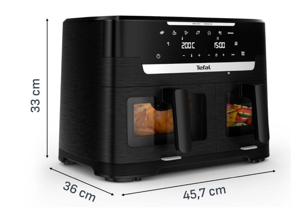 Tefal EY9478E0 Xxl Dual Easy Fry Ir Blk Eu