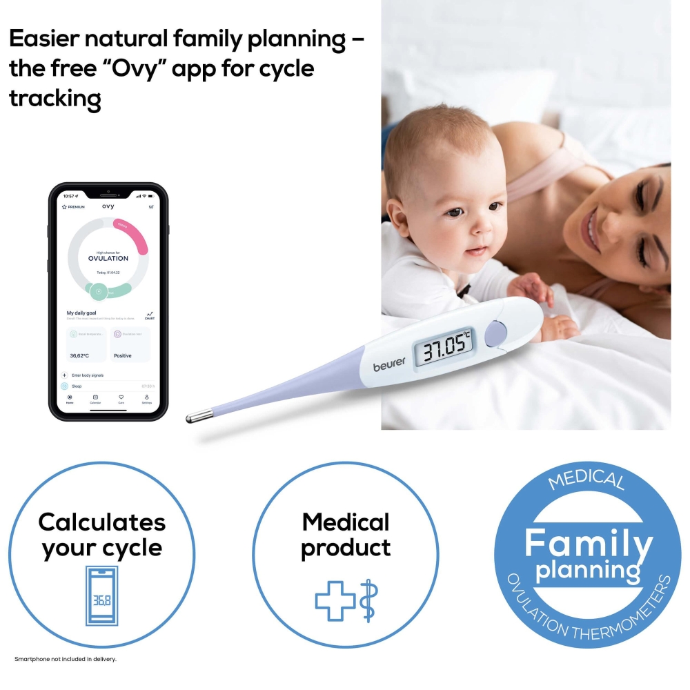 Beurer OT 20 BasalControl Basic - Ovulation thermometer; Suitable for oral & vaginal measurements; Can be disinfected