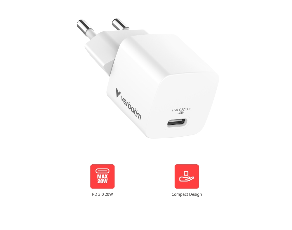 Verbatim Mini GaN Charger 20W EU plug