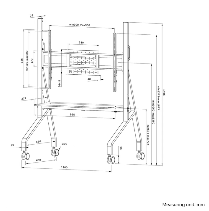 Neomounts Move Go TV trolley 55-86" - fast installation - TUV